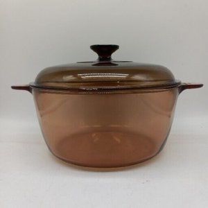 Corning Pyrex Vision Ware Amber Cookware 4.5 L Dutch Oven Stock Pot with Lid